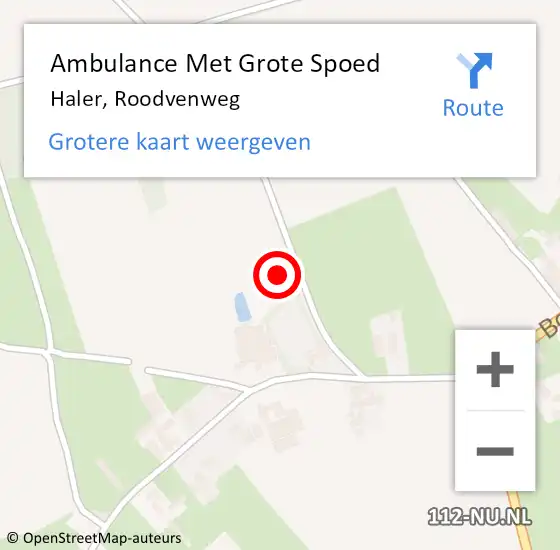 Locatie op kaart van de 112 melding: Ambulance Met Grote Spoed Naar Haler, Roodvenweg op 25 oktober 2021 23:10