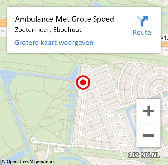 Locatie op kaart van de 112 melding: Ambulance Met Grote Spoed Naar Zoetermeer, Ebbehout op 26 oktober 2021 00:25