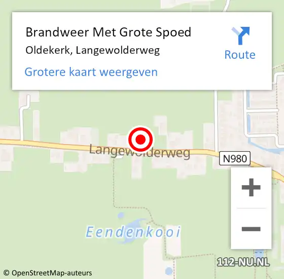 Locatie op kaart van de 112 melding: Brandweer Met Grote Spoed Naar Oldekerk, Langewolderweg op 26 oktober 2021 01:42