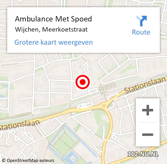 Locatie op kaart van de 112 melding: Ambulance Met Spoed Naar Wijchen, Meerkoetstraat op 26 oktober 2021 04:51