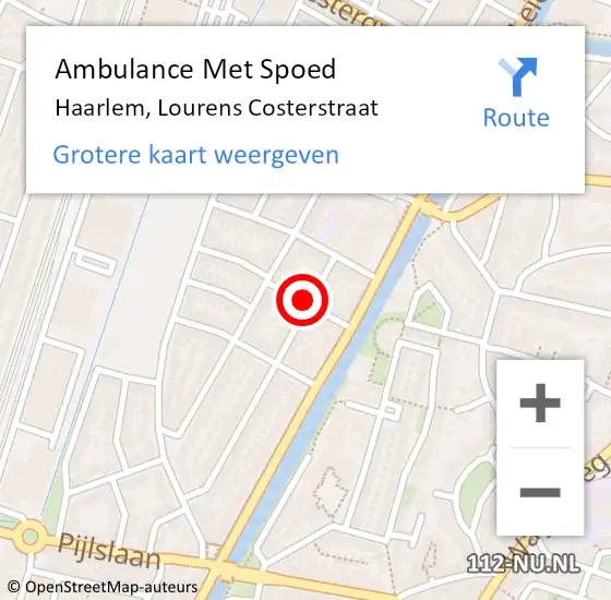 Locatie op kaart van de 112 melding: Ambulance Met Spoed Naar Haarlem, Lourens Costerstraat op 26 oktober 2021 05:52