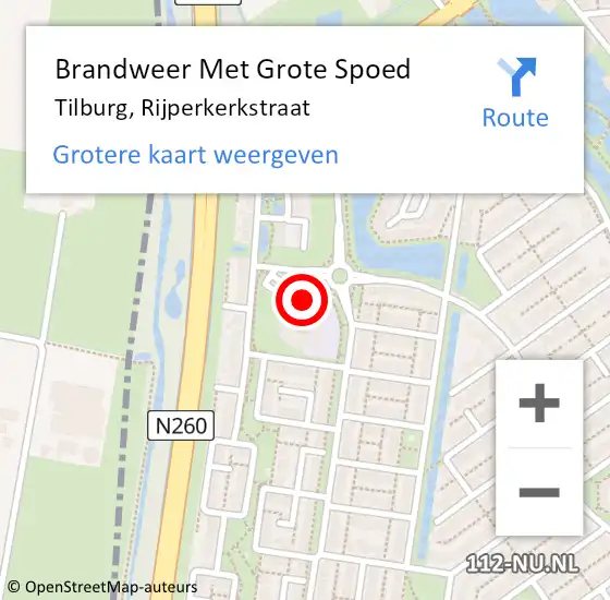 Locatie op kaart van de 112 melding: Brandweer Met Grote Spoed Naar Tilburg, Rijperkerkstraat op 26 oktober 2021 07:34