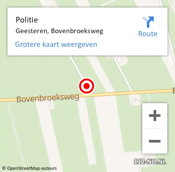 Locatie op kaart van de 112 melding: Politie Geesteren, Bovenbroeksweg op 26 oktober 2021 07:55