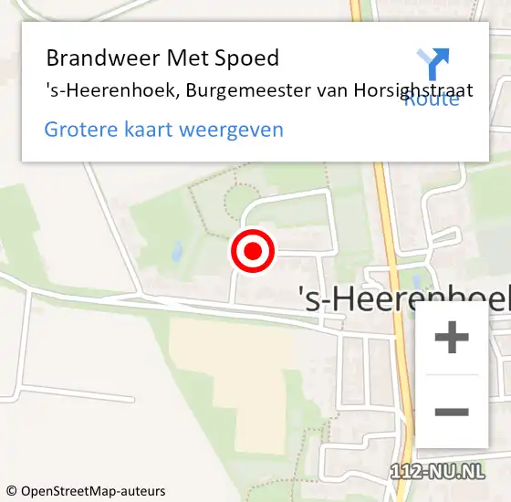 Locatie op kaart van de 112 melding: Brandweer Met Spoed Naar 's-Heerenhoek, Burgemeester van Horsighstraat op 26 oktober 2021 08:33