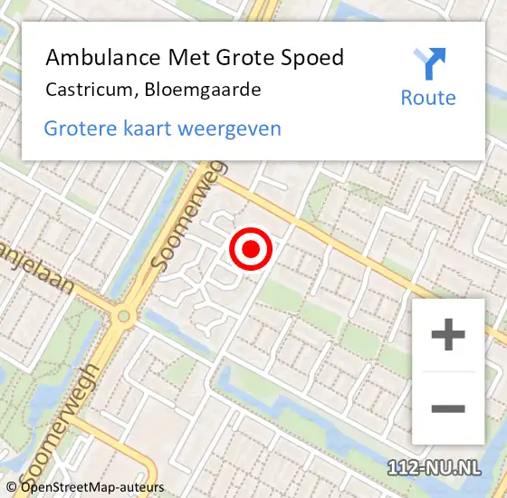 Locatie op kaart van de 112 melding: Ambulance Met Grote Spoed Naar Castricum, Bloemgaarde op 26 oktober 2021 08:42