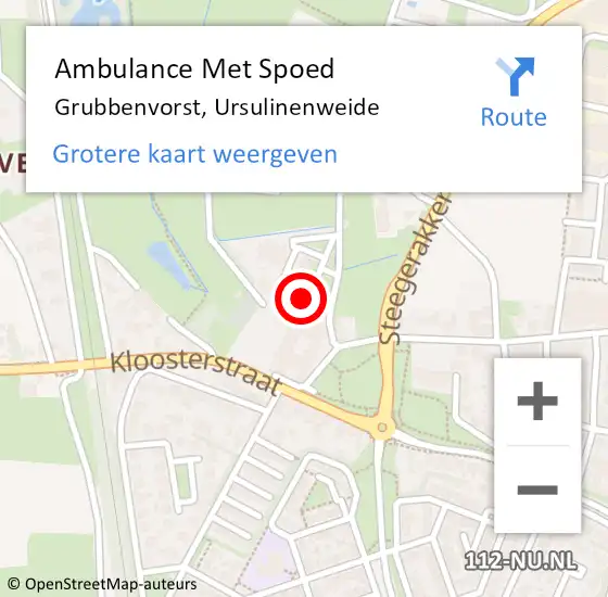 Locatie op kaart van de 112 melding: Ambulance Met Spoed Naar Grubbenvorst, Ursulinenweide op 27 juni 2014 09:35