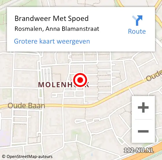 Locatie op kaart van de 112 melding: Brandweer Met Spoed Naar Rosmalen, Anna Blamanstraat op 26 oktober 2021 09:27