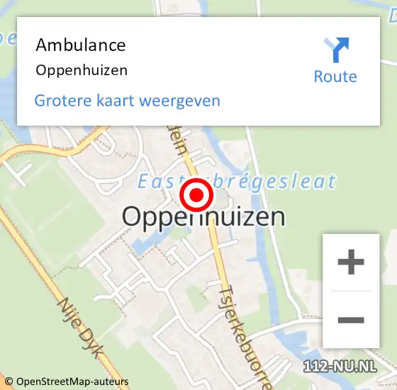 Locatie op kaart van de 112 melding: Ambulance Oppenhuizen op 26 oktober 2021 09:50