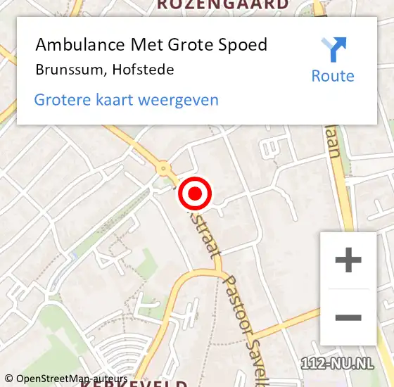 Locatie op kaart van de 112 melding: Ambulance Met Grote Spoed Naar Brunssum, Hofstede op 27 juni 2014 09:39