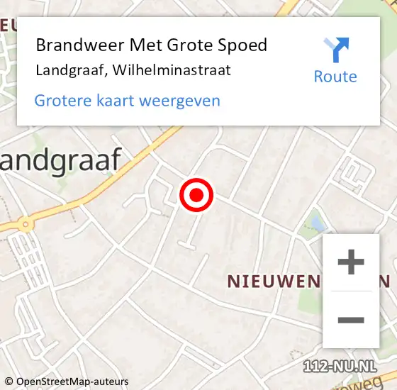 Locatie op kaart van de 112 melding: Brandweer Met Grote Spoed Naar Landgraaf, Wilhelminastraat op 26 oktober 2021 09:59