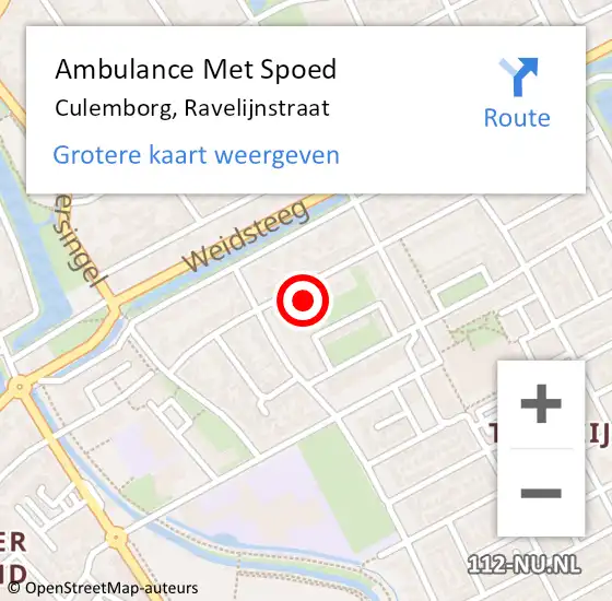 Locatie op kaart van de 112 melding: Ambulance Met Spoed Naar Culemborg, Ravelijnstraat op 26 oktober 2021 10:03