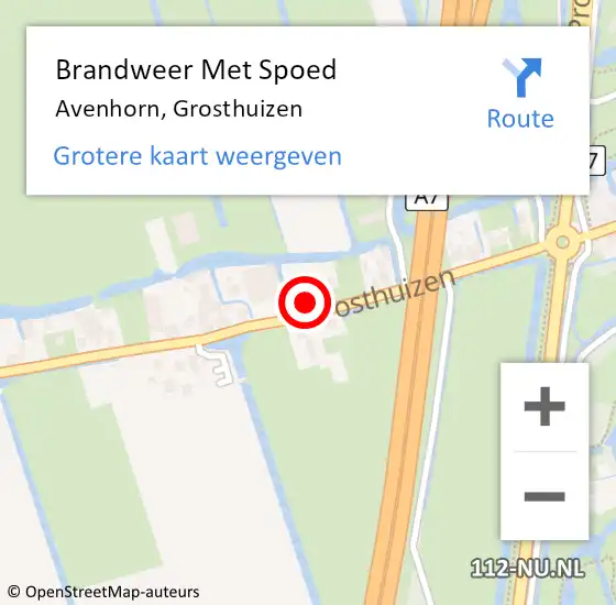 Locatie op kaart van de 112 melding: Brandweer Met Spoed Naar Avenhorn, Grosthuizen op 26 oktober 2021 10:14