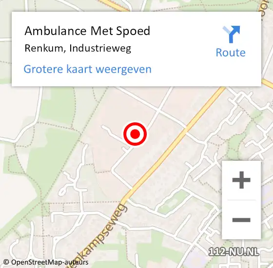 Locatie op kaart van de 112 melding: Ambulance Met Spoed Naar Renkum, Industrieweg op 26 oktober 2021 10:28