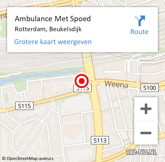 Locatie op kaart van de 112 melding: Ambulance Met Spoed Naar Rotterdam, Beukelsdijk op 26 oktober 2021 10:37