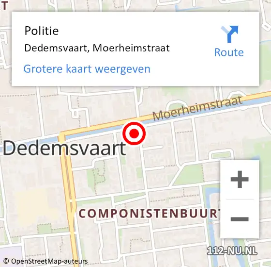 Locatie op kaart van de 112 melding: Politie Dedemsvaart, Moerheimstraat op 26 oktober 2021 10:37