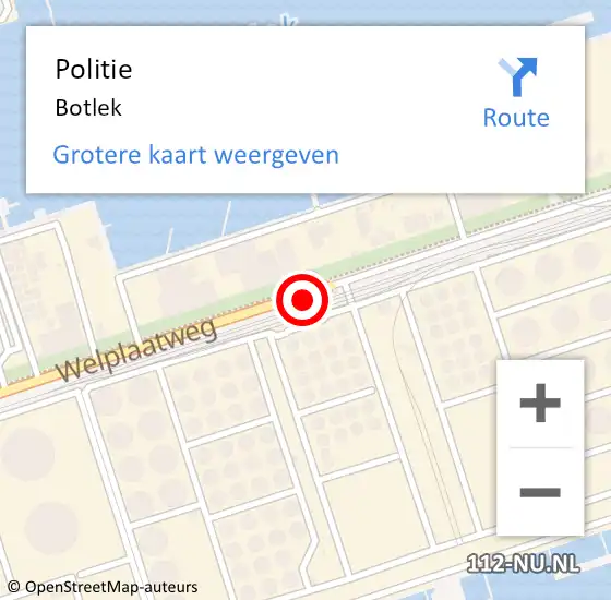 Locatie op kaart van de 112 melding: Politie Botlek op 6 oktober 2013 13:39