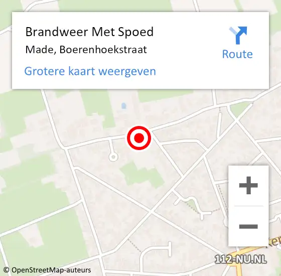 Locatie op kaart van de 112 melding: Brandweer Met Spoed Naar Made, Boerenhoekstraat op 26 oktober 2021 10:43