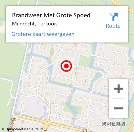 Locatie op kaart van de 112 melding: Brandweer Met Grote Spoed Naar Mijdrecht, Turkoois op 26 oktober 2021 10:56