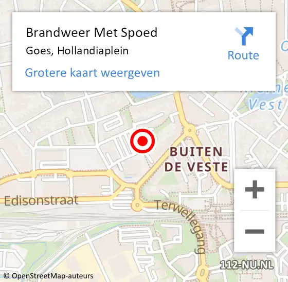 Locatie op kaart van de 112 melding: Brandweer Met Spoed Naar Goes, Hollandiaplein op 26 oktober 2021 10:58