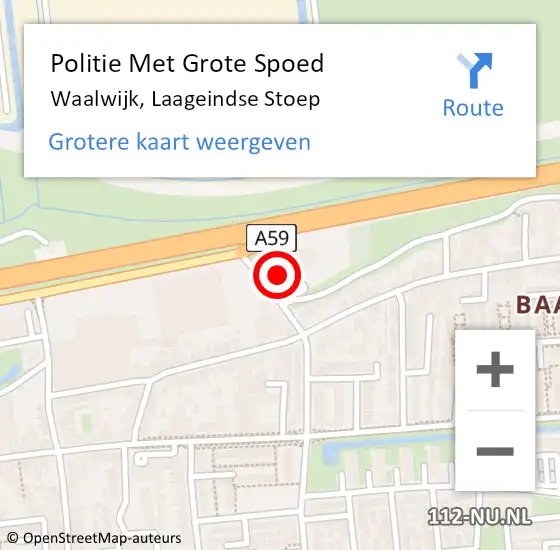 Locatie op kaart van de 112 melding: Politie Met Grote Spoed Naar Waalwijk, Laageindse Stoep op 26 oktober 2021 11:03