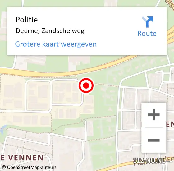 Locatie op kaart van de 112 melding: Politie Deurne, Zandschelweg op 26 oktober 2021 11:03