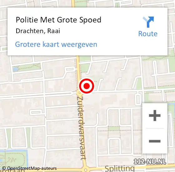 Locatie op kaart van de 112 melding: Politie Met Grote Spoed Naar Drachten, Raai op 26 oktober 2021 11:11