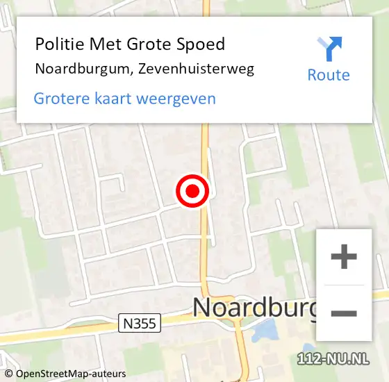 Locatie op kaart van de 112 melding: Politie Met Grote Spoed Naar Noardburgum, Zevenhuisterweg op 26 oktober 2021 11:54