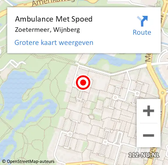 Locatie op kaart van de 112 melding: Ambulance Met Spoed Naar Zoetermeer, Wijnberg op 26 oktober 2021 12:13