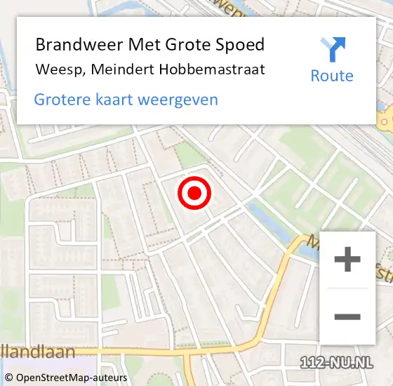 Locatie op kaart van de 112 melding: Brandweer Met Grote Spoed Naar Weesp, Meindert Hobbemastraat op 26 oktober 2021 12:17