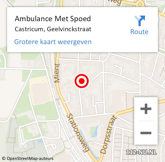 Locatie op kaart van de 112 melding: Ambulance Met Spoed Naar Castricum, Geelvinckstraat op 26 oktober 2021 12:34