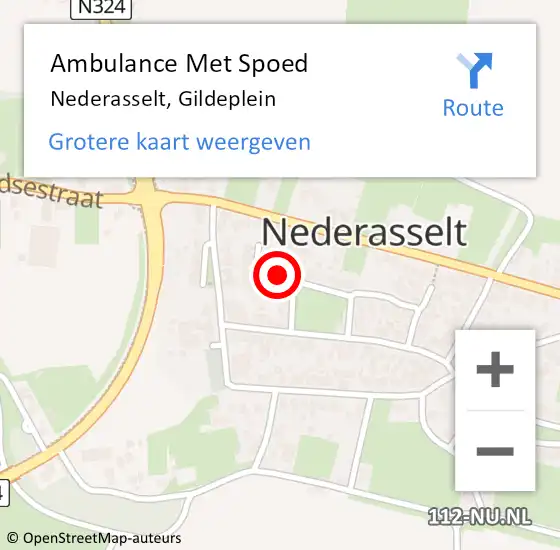 Locatie op kaart van de 112 melding: Ambulance Met Spoed Naar Nederasselt, Gildeplein op 26 oktober 2021 12:41