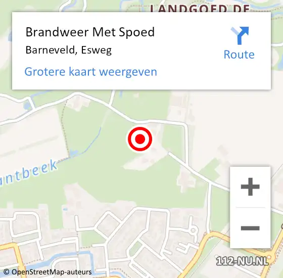 Locatie op kaart van de 112 melding: Brandweer Met Spoed Naar Barneveld, Esweg op 26 oktober 2021 13:07