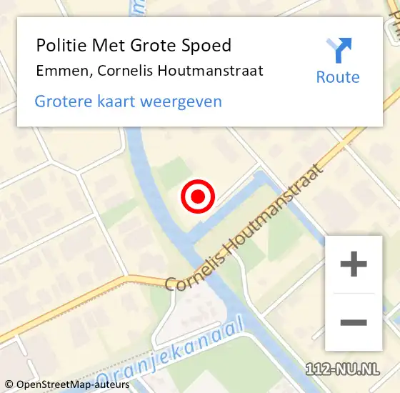 Locatie op kaart van de 112 melding: Politie Met Grote Spoed Naar Emmen, Cornelis Houtmanstraat op 26 oktober 2021 13:37