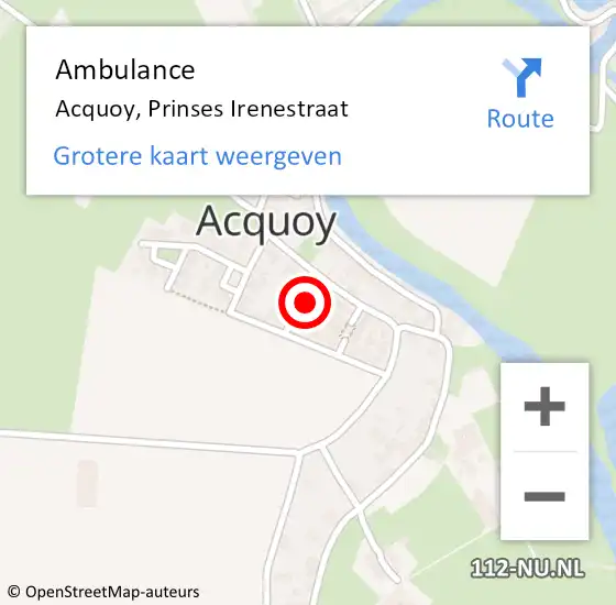 Locatie op kaart van de 112 melding: Ambulance Acquoy, Prinses Irenestraat op 27 juni 2014 10:07