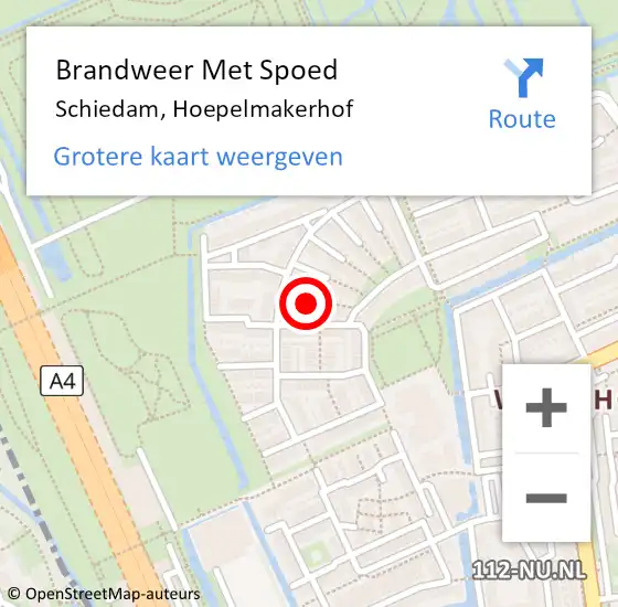 Locatie op kaart van de 112 melding: Brandweer Met Spoed Naar Schiedam, Hoepelmakerhof op 26 oktober 2021 14:12