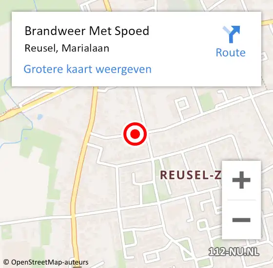 Locatie op kaart van de 112 melding: Brandweer Met Spoed Naar Reusel, Marialaan op 26 oktober 2021 14:14