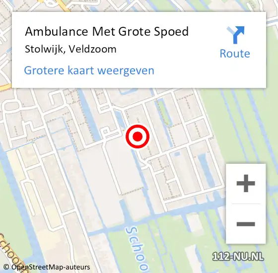 Locatie op kaart van de 112 melding: Ambulance Met Grote Spoed Naar Stolwijk, Veldzoom op 26 oktober 2021 14:34