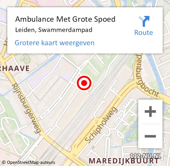 Locatie op kaart van de 112 melding: Ambulance Met Grote Spoed Naar Leiden, Swammerdampad op 26 oktober 2021 14:34