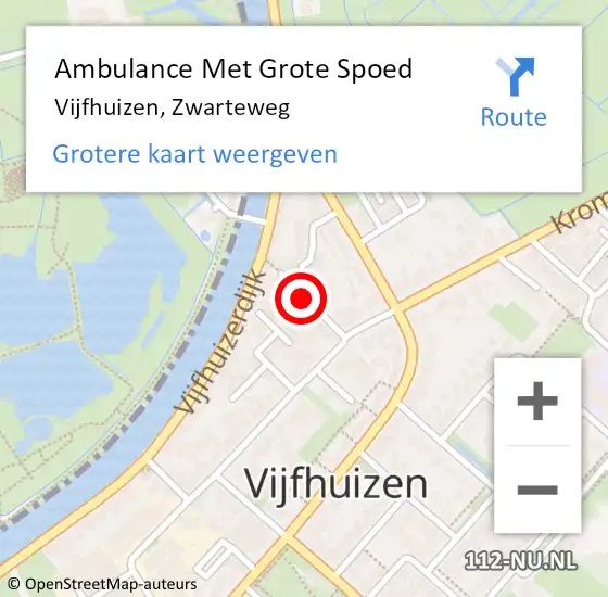 Locatie op kaart van de 112 melding: Ambulance Met Grote Spoed Naar Vijfhuizen, Zwarteweg op 26 oktober 2021 15:12