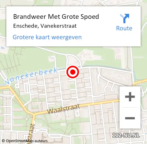 Locatie op kaart van de 112 melding: Brandweer Met Grote Spoed Naar Enschede, Vanekerstraat op 26 oktober 2021 15:48