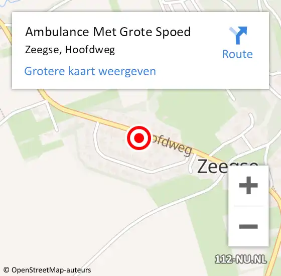 Locatie op kaart van de 112 melding: Ambulance Met Grote Spoed Naar Zeegse, Hoofdweg op 6 oktober 2013 13:47