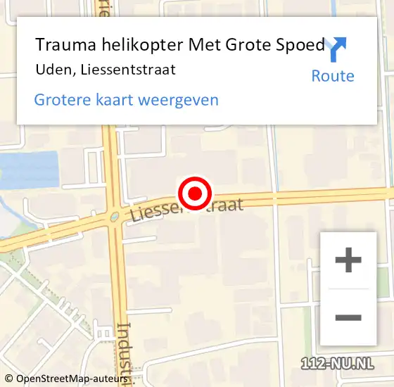 Locatie op kaart van de 112 melding: Trauma helikopter Met Grote Spoed Naar Uden, Liessentstraat op 26 oktober 2021 16:39