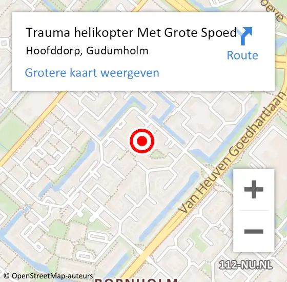 Locatie op kaart van de 112 melding: Trauma helikopter Met Grote Spoed Naar Hoofddorp, Gudumholm op 26 oktober 2021 16:42