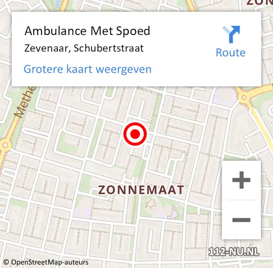 Locatie op kaart van de 112 melding: Ambulance Met Spoed Naar Zevenaar, Schubertstraat op 26 oktober 2021 16:51