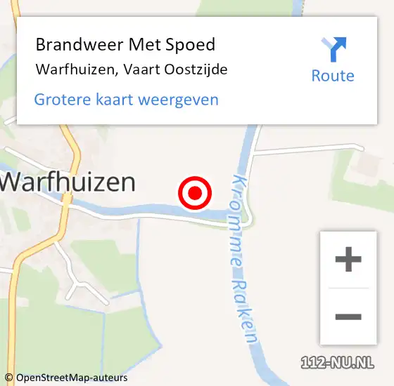 Locatie op kaart van de 112 melding: Brandweer Met Spoed Naar Warfhuizen, Vaart Oostzijde op 26 oktober 2021 16:58