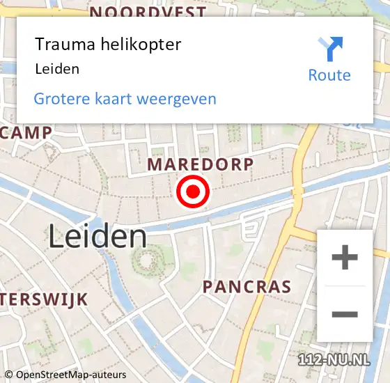 Locatie op kaart van de 112 melding: Trauma helikopter Leiden op 26 oktober 2021 16:59