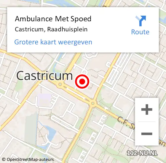 Locatie op kaart van de 112 melding: Ambulance Met Spoed Naar Castricum, Raadhuisplein op 26 oktober 2021 17:03