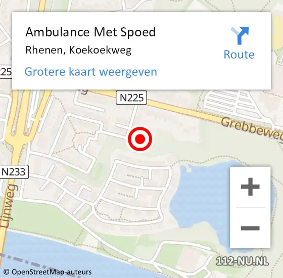 Locatie op kaart van de 112 melding: Ambulance Met Spoed Naar Rhenen, Koekoekweg op 26 oktober 2021 17:09