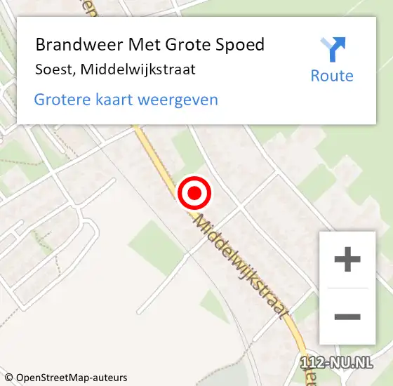 Locatie op kaart van de 112 melding: Brandweer Met Grote Spoed Naar Soest, Middelwijkstraat op 26 oktober 2021 17:14