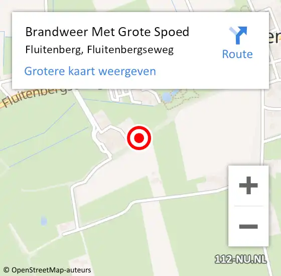 Locatie op kaart van de 112 melding: Brandweer Met Grote Spoed Naar Fluitenberg, Fluitenbergseweg op 26 oktober 2021 17:15